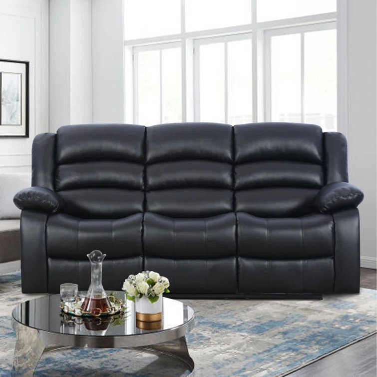 Cheatom 3 Piece Classic Soft Faux Leather Manual Recliner Living Room Set With Hidden Cup Holders